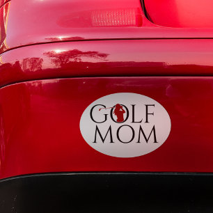 Trendy Cool "GOLF MOM" Red Car Magnet