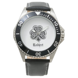 Trendy cool man Irish lucky shamrock personalized Watch