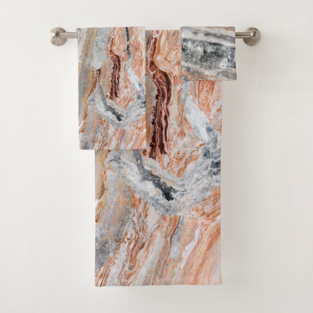 Trendy Cool Marble Stone Pattern  Bath Towel Set (Insitu)