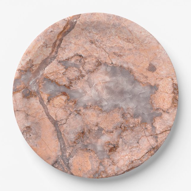 Trendy Cool Marble Stone Texture Paper Plates (Front)
