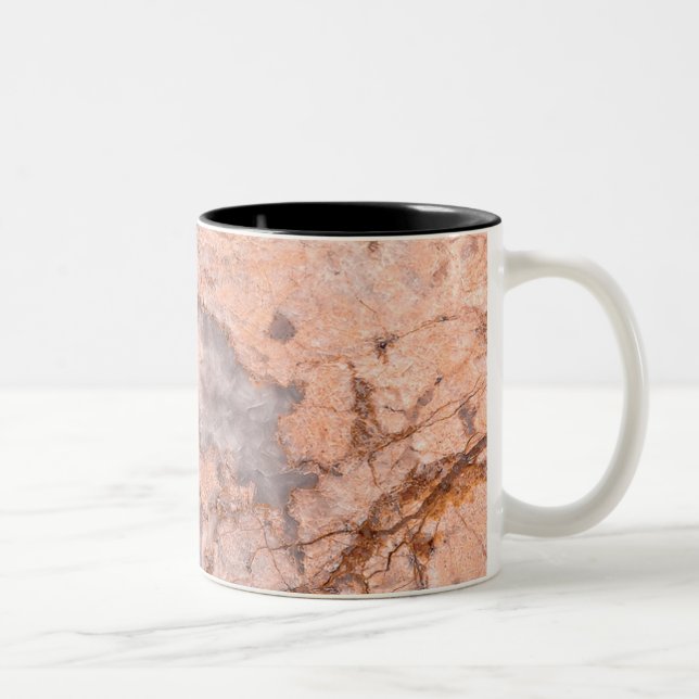 Trendy Cool Marble Stone Texture Two-Tone Coffee Mug (Right)