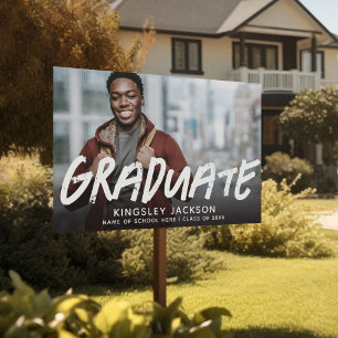 Trendy Cool Modern Urban Graduate Photo Yard Sign