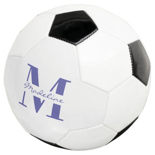 Trendy Cool Monogram Custom Name Sporty Purple Soccer Ball