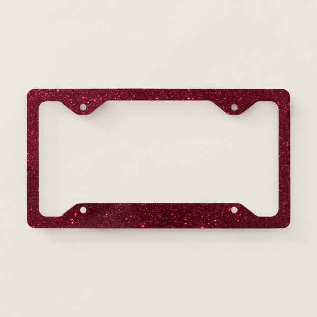 Trendy Cool Red Glitter License Plate Frame (Front)