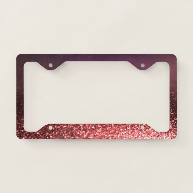 Trendy Cool  Rose Gold Glitter Bokeh License Plate Frame (Front)
