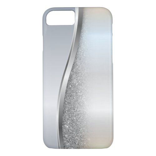 Trendy Cool Silver Glitter _ Personalized iPhone 87 Case