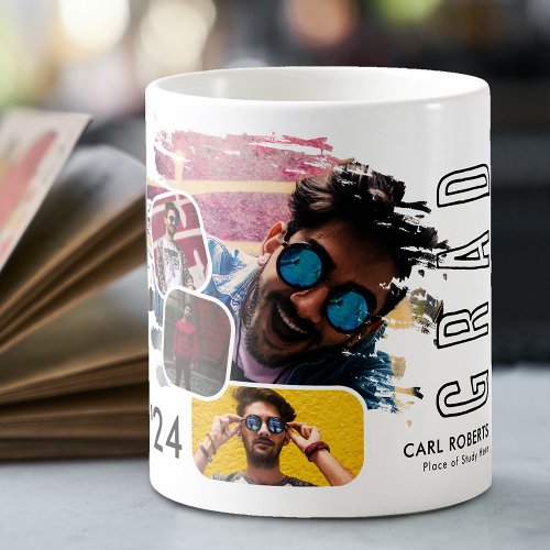 Trendy Cool Smudge 4 Photo Collage Grad Coffee Mug