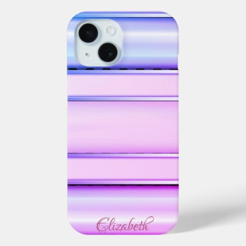 Trendy Cool Striped Purple iPhone 15 Case