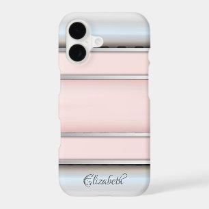 Trendy Cool Striped Silver - Personalized iPhone 17 Case