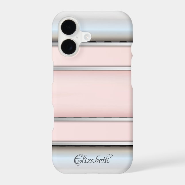 Trendy Cool Striped Silver - Personalized Case-Mate iPhone Case (Back)