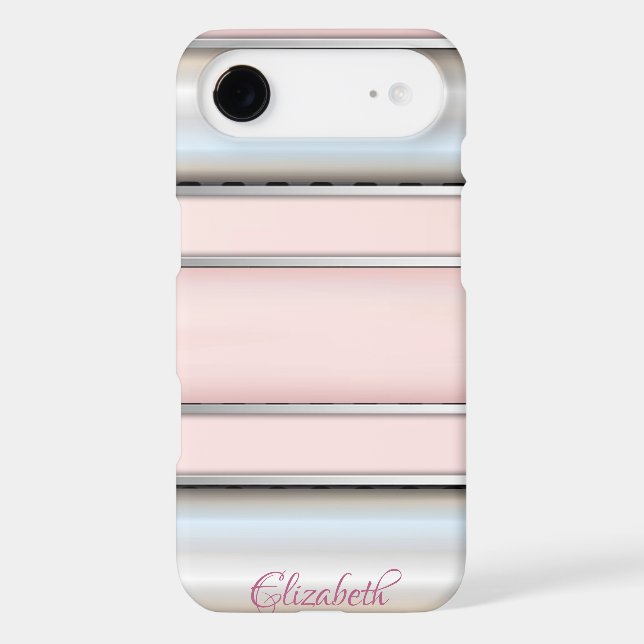 Trendy Cool Striped Silver - Personalized Case-Mate iPhone Case (Back)