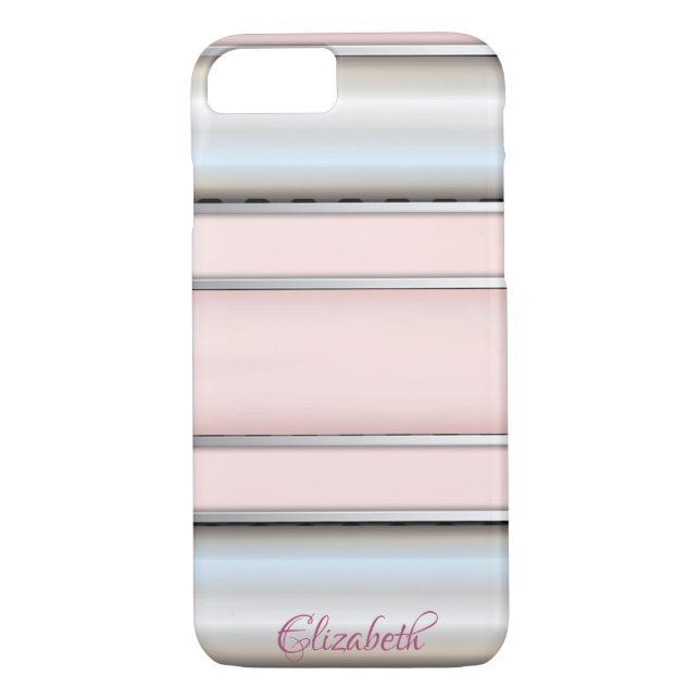 Trendy Cool Striped Silver - Personalized Case-Mate iPhone Case (Back)