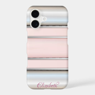 Trendy Cool Striped Silver - Personalized iPhone 17 Case