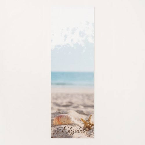 Trendy Cool Tropical Beach Sand Seashells Yoga Mat
