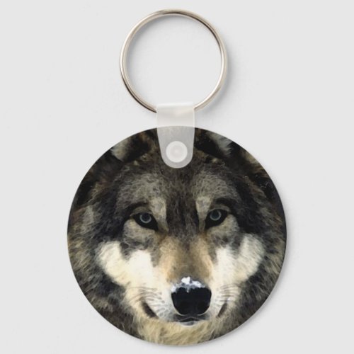 Trendy Cool Wolf Portrait Keychain