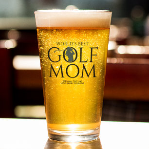Trendy Cool "WORLD'S BEST GOLF MOM" Green Pint Glass