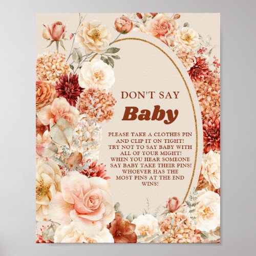 Trendy copper blush fall dont say baby game sign