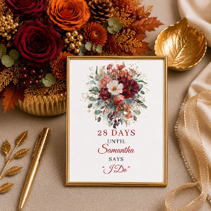 Trendy copper boho autumn bridal shower countdown poster