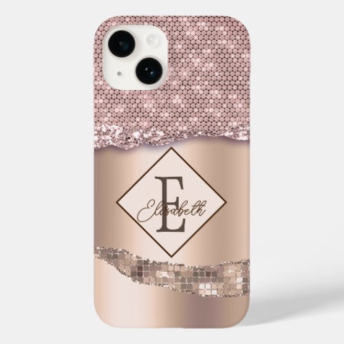 Trendy Copper Diamonds Monogram Case_Mate iPhone 14 Case