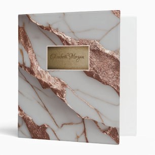 Trendy Copper Glitter Marble 3 Ring Binder