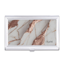 Trendy Copper Glitter Marble Business Card Case