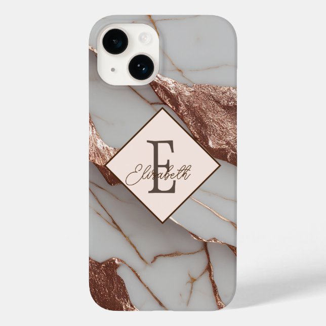 Trendy Copper Glitter Marble Case-Mate iPhone Case (Back)