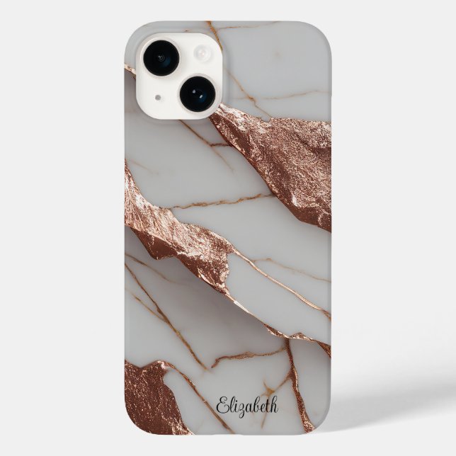Trendy Copper Glitter Marble Case-Mate iPhone Case (Back)