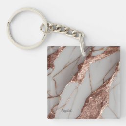 Trendy Copper Glitter Marble Keychain