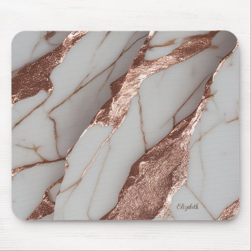 Trendy Copper Glitter Marble Mouse Pad