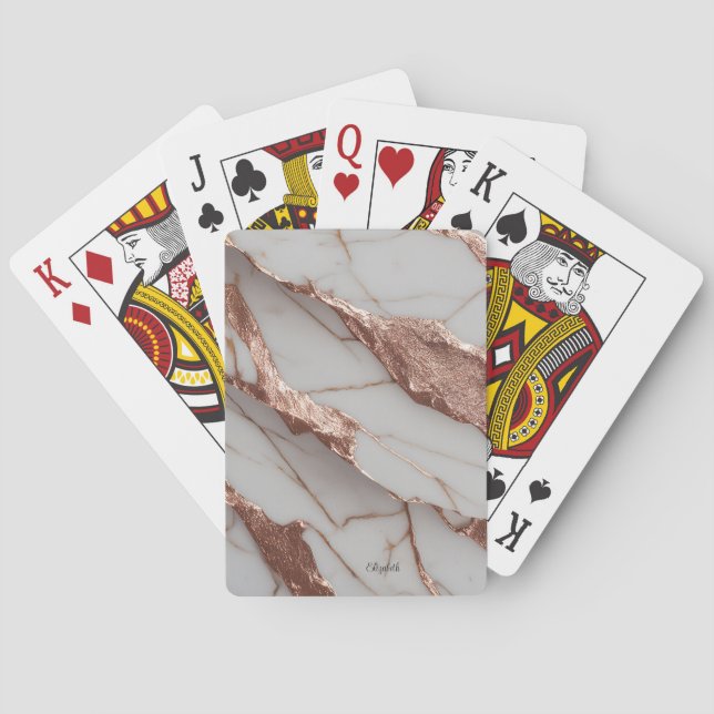 Trendy Copper Glitter Marble Poker Cards (Back)
