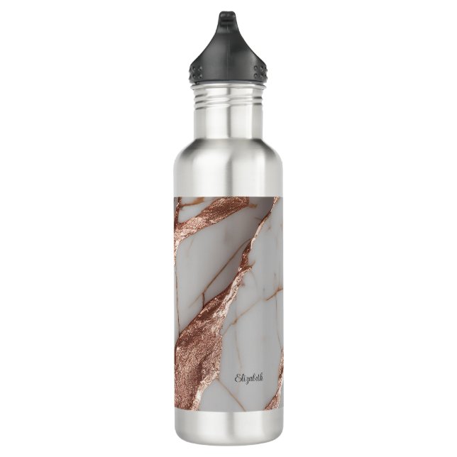 Trendy Copper Glitter Marble Stainless Steel Water Bottle (Right)
