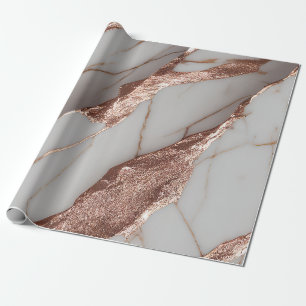 Trendy Copper Glitter Marble Wrapping Paper
