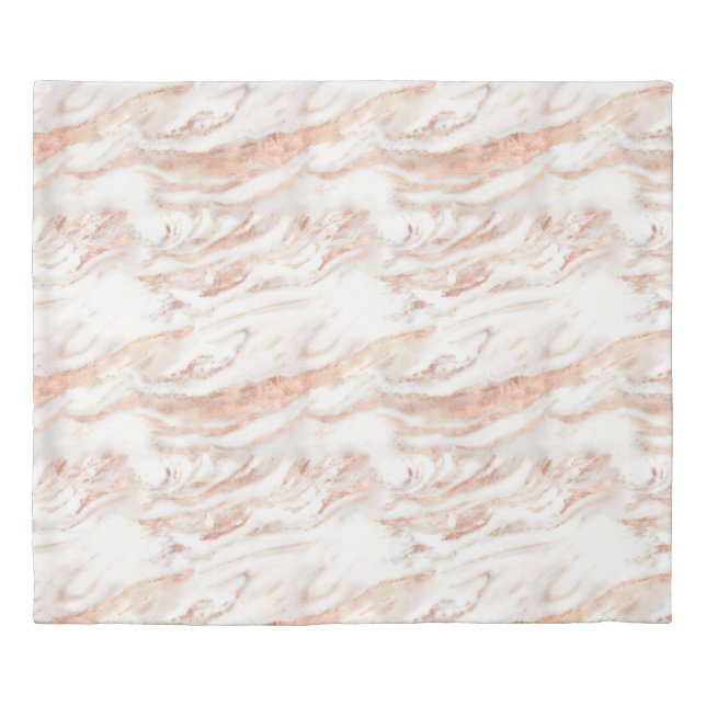Trendy Copper Rose Gold Metallic Marble Duvet Cover (Front)