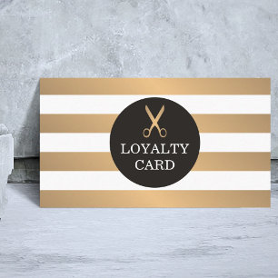 Trendy Copper Striped Grey Hair Salon Loyalty Card