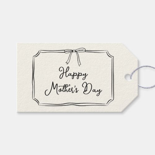 Trendy Coquette Bow Happy Mothers Day Champagne Gift Tags
