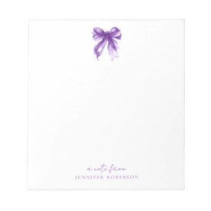 Trendy Coquette Bow Purple w/ Name Notepad