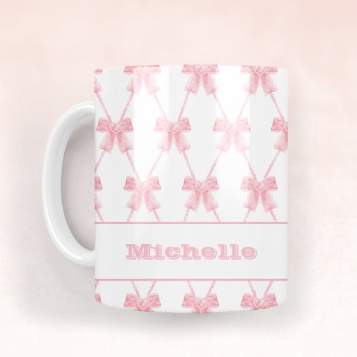 Trendy Coquette Bridesmaid Pink Bow  Coffee Mug