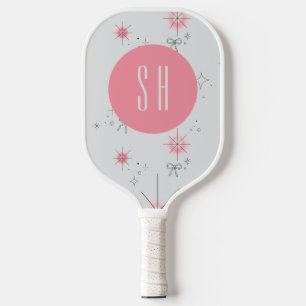 Trendy Coquette Pink Monogrammed Pickleball Paddle