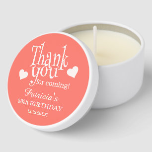 Trendy Coral And Cream Thank You 50th Birthday Mini Candle Favors