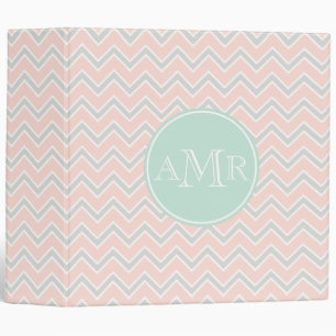 Trendy Coral and Mint Monogram Binder