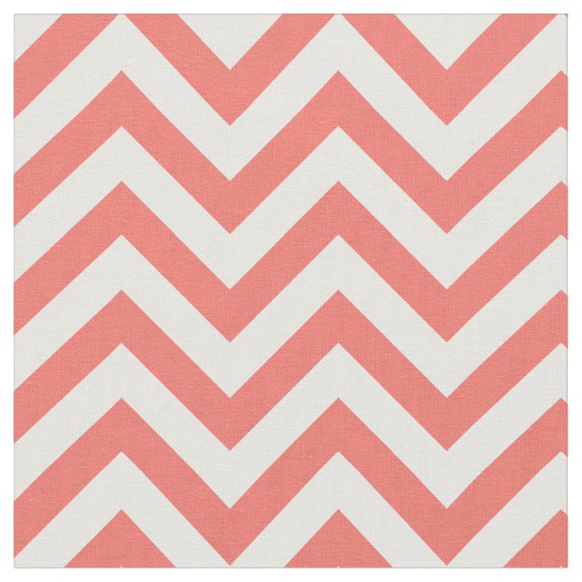 Trendy Coral Chevron Pattern Fabric (Close Up)