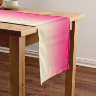 Trendy Coral Pink to Vintage White Ombre Gradient Short Table Runner