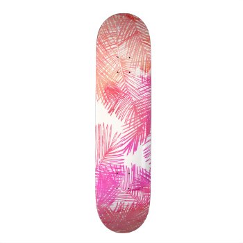 Trendy Coral Pink Watercolor Hand Drawn Palm Tree Skateboard Deck by pink_water at Zazzle