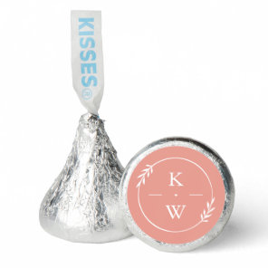 Trendy Coral Pink Wedding Monogram Hershey Kisses Hershey®'s Kisses®