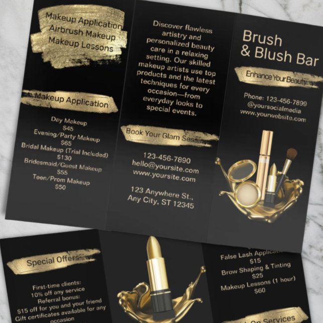 Trendy Cosmetologist Makeup Artist Beauty Salon Brochure (Trendy Cosmetologist Makeup Artist Beauty Salon Brochures)