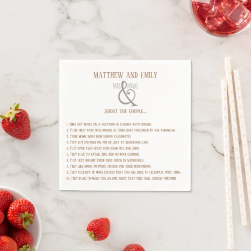 Trendy Couple Facts Inspirivity Wedding Napkins