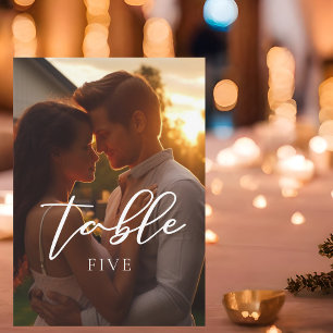 Trendy Couple Photo Wedding Table Number Card