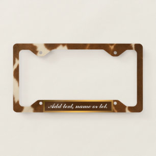 Trendy Cow Faux Leather Elegant Collection License Plate Frame