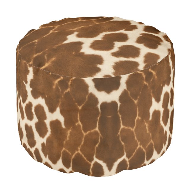 Trendy Cow Faux Leather Elegant Collection Pouf (Angled Front)