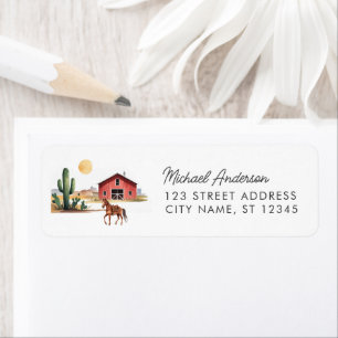 Trendy Cowboy Western Baby Shower Return Address Label